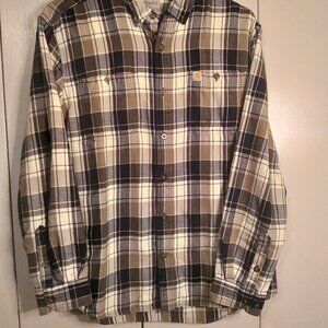Carhartt Men's Large Relax Fit Black-White-Gray Plaid Shirt (0612A7)